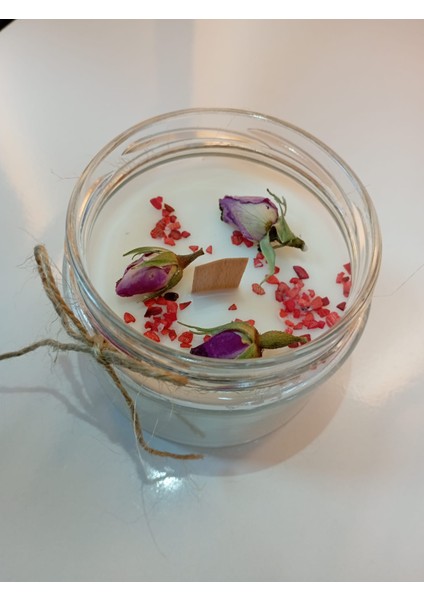 Kapaklı Büyük Cam Kavanoz Mum 330ML Vanilya Kokulu Beyaz RENKLI- Doğal Soya Wax
