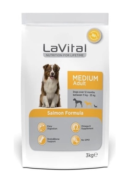 Lavital Orta Irk Somonlu Yetişkin Köpek Maması 3 kg