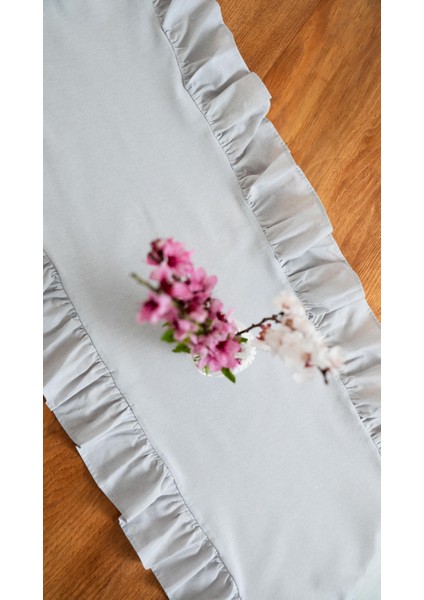 Rufle I Runner Naturel Fırfırlı Gri Vintage 40 x 110 cm modelleri