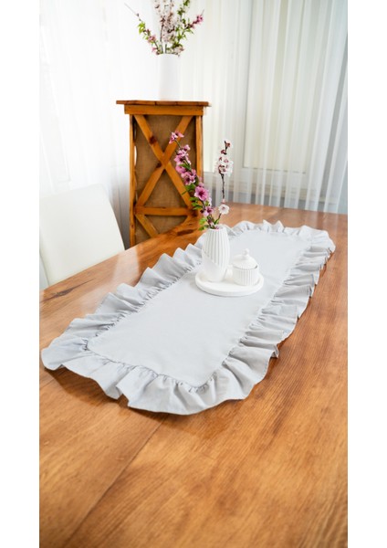 Rufle I Runner Naturel Fırfırlı Gri Vintage 40 x 110 cm fırsatları