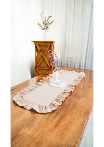 Rufle I Runner Naturel Fırfırlı Bej 40 x 110 cm modelleri