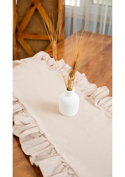 Rufle I Runner Naturel Fırfırlı Bej 40 x 110 cm fırsatları