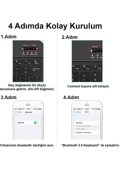 Piranha Android 10 Go Edition Tablet Uyumlu Mini Şarjlı Bluetooth Klavye ve Mouse Seti | Siyah |