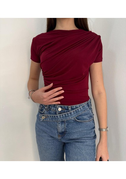 Kısa Kollu Bel Büzgülü Sandy Bluz fiyatları