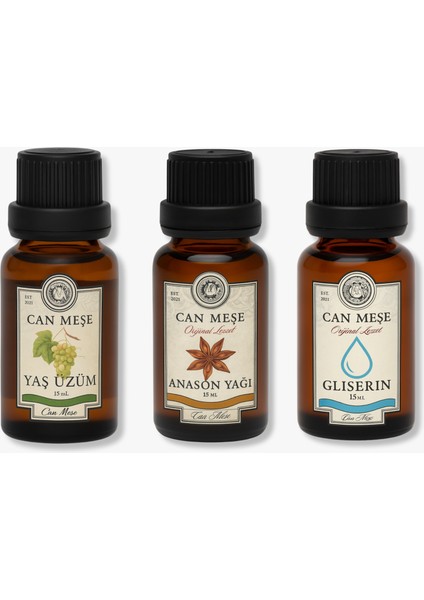 Rakı Kiti - Saf Anason Yağı 15ml - Yaş Üzüm Aroması 15ml - Gliserin 15ml (5 LİTRE İÇİN UYUMLUDUR)