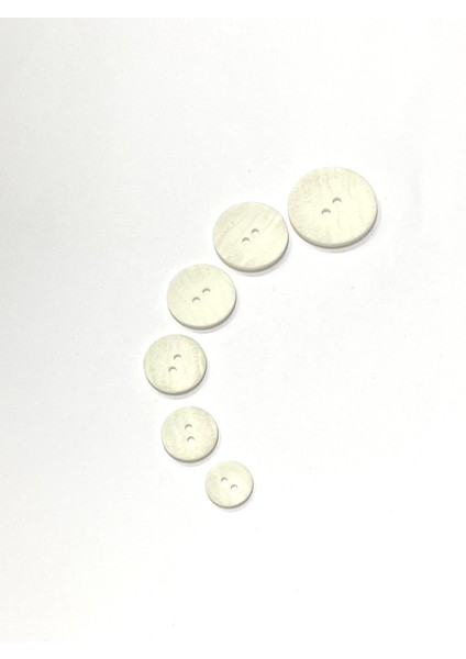 Ahşap Görünümlü Plastik Düğme / 6 Lı Set BEYAZ/02742 /