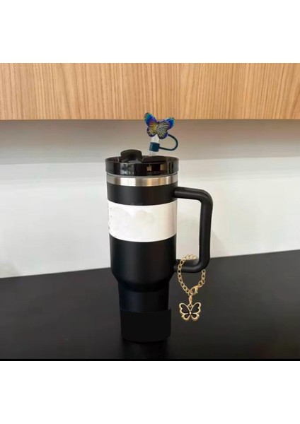 30 - 40 Oz Pipetli Termos Aksesuar Seti Silikon Taban Koruyucu, Pipet Kapağı, Charm