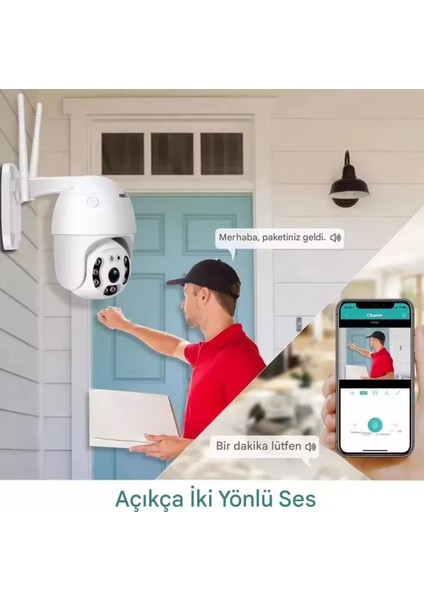 3011 Pro 2k 1080P Akıllı Wifi Güvenlik Kamerası Hareketli Kablosuz, Gece Görüşü, Kişi Takibi, Türkçe Sesli Görüşme
