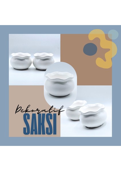 Luna Dekoratif 2'li Mumluk & Sukulent Saksı Seti | El Yapımı Obje | Çok Amaçlı Kullanım