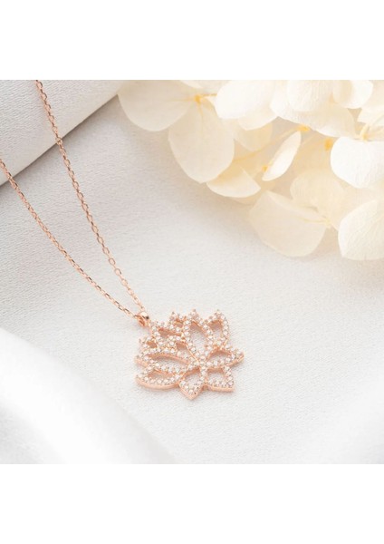 925 Ayar Gümüş Taşlı Lotus Kolye fiyatları