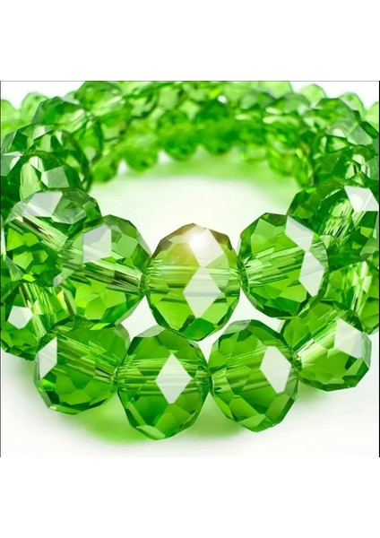 8 mm 5 Dizi Yeşil Kristal Boncuk Tesbih Boncuğu