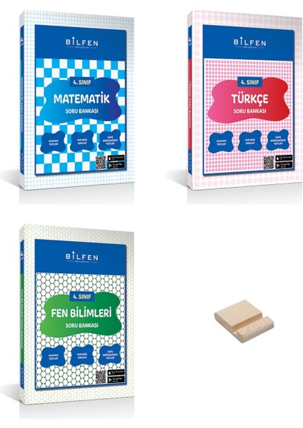 4. Sınıf Matematik Türkçe ve Fen Bilgisi 3lü Set Soru Bankası + Telefon Tutucu