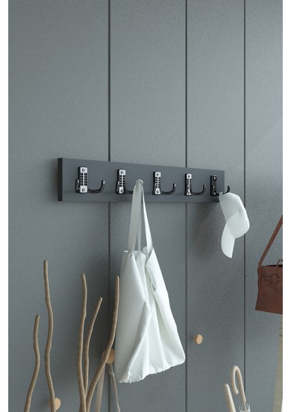 Portmanto Duvar Askılığı Elbise Askılığı Antrasit ASKI-001-4 - 50 cm fırsatları