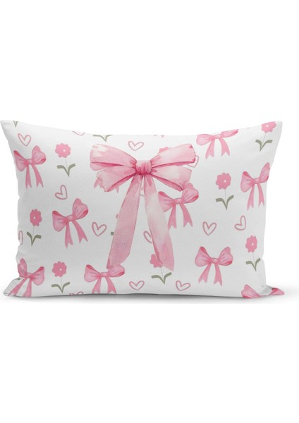 Fiyonklu Kiraz Serisi Çift Tarafı Dijital Baskılı Kırlent Kılıfı (Cherry With Bow)