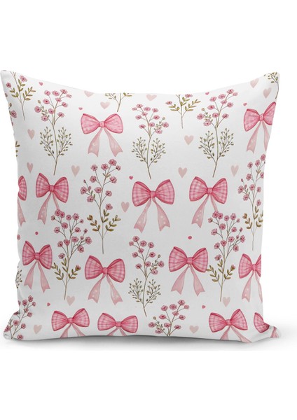 Fiyonklu Kiraz Serisi Çift Tarafı Dijital Baskılı 4'lü Kırlent Kılıfı Seti (Cherry With Bow) modelleri