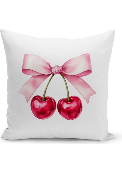Fiyonklu Kiraz Serisi Çift Tarafı Dijital Baskılı 3'lü Kırlent Kılıfı Seti (Cherry With Bow) fiyatları