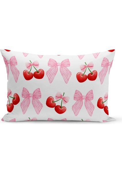 Fiyonklu Kiraz Serisi Çift Tarafı Dijital Baskılı 3'lü Kırlent Kılıfı Seti (Cherry With Bow) fırsatları