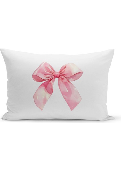 Fiyonklu Kiraz Serisi Çift Tarafı Dijital Baskılı Kırlent Kılıfı (Cherry With Bow)