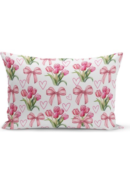 Fiyonklu Kiraz Serisi Çift Tarafı Dijital Baskılı Kırlent Kılıfı (Cherry With Bow)