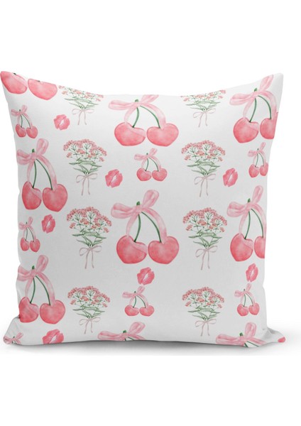 Fiyonklu Kiraz Serisi Çift Tarafı Dijital Baskılı 3'lü Kırlent Kılıfı Seti (Cherry With Bow) fiyatları