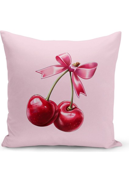 Fiyonklu Kiraz Serisi Çift Tarafı Dijital Baskılı 4'lü Kırlent Kılıfı Seti (Cherry With Bow) fiyatları