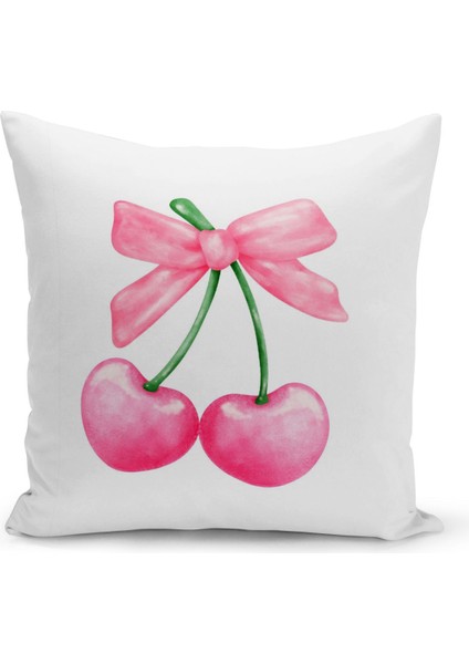 Fiyonklu Kiraz Serisi Çift Tarafı Dijital Baskılı 3'lü Kırlent Kılıfı Seti (Cherry With Bow) fiyatları