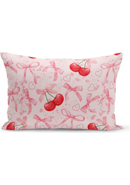 Fiyonklu Kiraz Serisi Çift Tarafı Dijital Baskılı 3'lü Kırlent Kılıfı Seti (Cherry With Bow) fırsatları