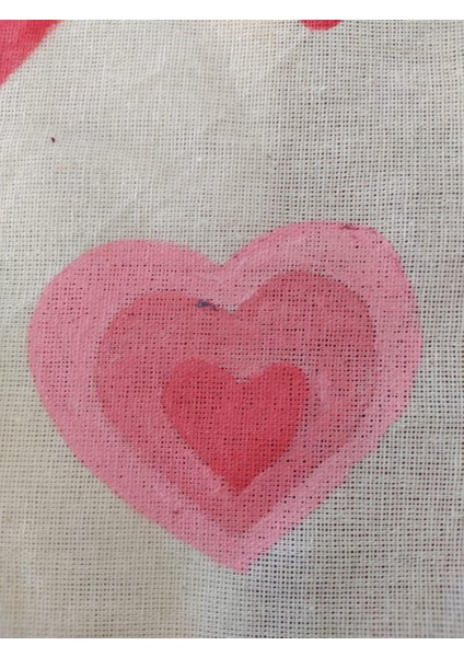 Pembe Kalp Desenli Ham Bez Çanta 35*40 Cm