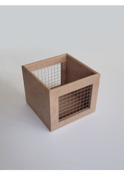 Ham Mdf, Boyanabilir Küçük Kare Telli Sepet, Saksı, Çiçeklik, Kaşıklık, Yumurtalık, Cevizlik