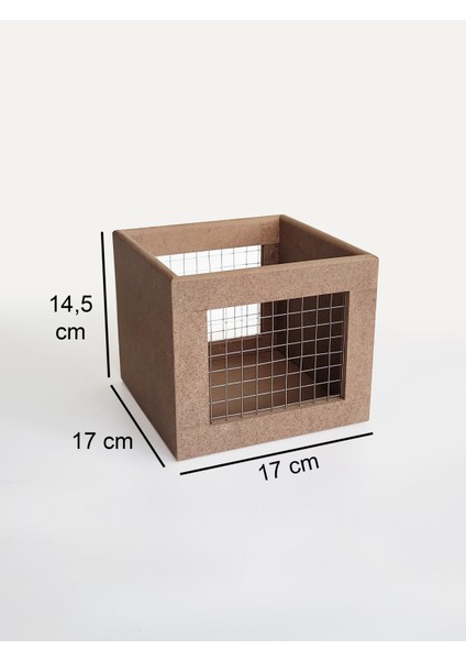 Ham Mdf, Boyanabilir Küçük Kare Telli Sepet, Saksı, Çiçeklik, Kaşıklık, Yumurtalık, Cevizlik
