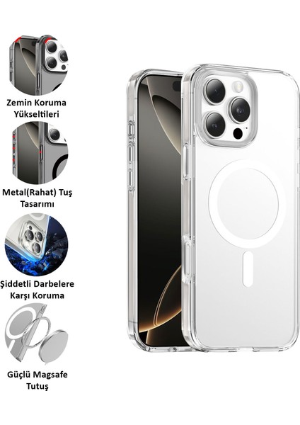 Apple iPhone 16 Pro Kılıf Şeffaf Sararmaz Magsafe Sert Pc Premium Kapak fiyatları