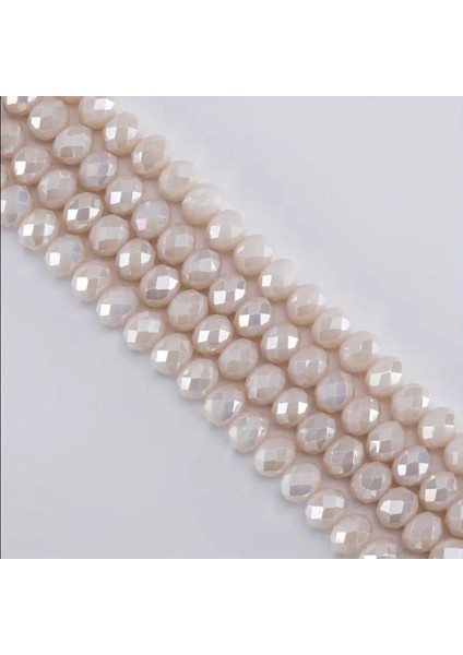 8 mm 5 Dizi Krem Kristal Boncuk Tesbih Boncuğu