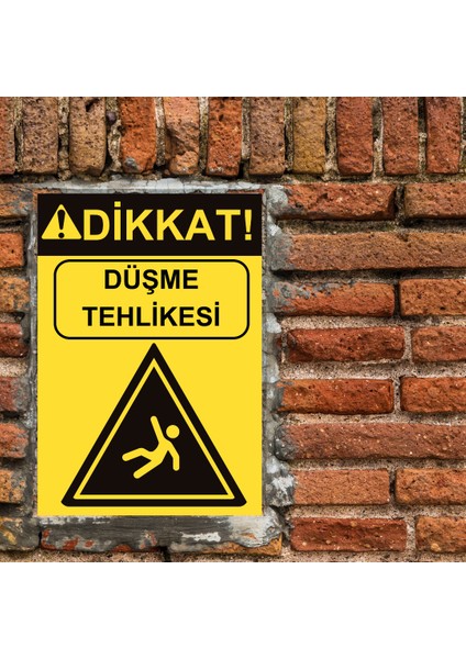 35 x 50 Dikkat Düşme Tehlikesi Uyarı Levhası 3 mm Dekota/forex Üzerine Folyo Baskı fiyatları