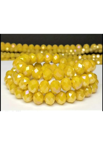 8 mm 5 Dizi Sarı Kristal Boncuk Tesbih Boncuğu
