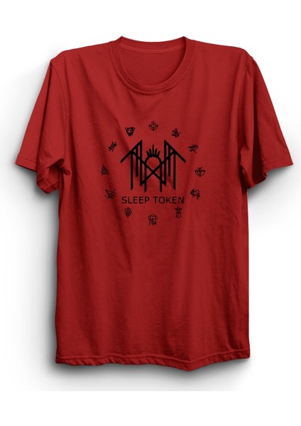 Sleep Token, Circle, Rock Metal Müzik Grubu Kırmızı Unisex %100 Pamuk Tişört