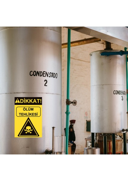 35 x 50 Dikkat Ölüm Tehlikesi Uyarı Levhası 3 mm Dekota / Forex Üzerine Folyo Baskı modelleri