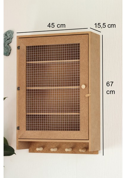 Ahşap, Ham Mdf, Boyanabilir, Tek Kapaklı Çıkabilir Raflı Telli Dolap, Terek, Bardaklık, Baharatlık