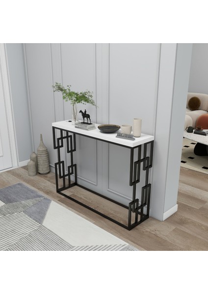 Modern Metal Iskeletli Özel Tasarım Dresuar Konsol Makyaj Masası, Petek Üstü Raf, 100 x 30 cm