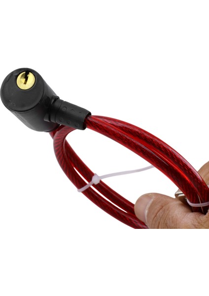 Bisiklet Kilidi 65 cm Halat Zincir Çelik Kilit Çap 10 mm Ø Hırsız Önle Güvenlik 1 Adet Kırmızı Renk