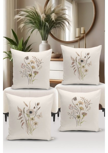 Flower Bahar Serisi Çift Tarafı Dijital Baskılı 4'lü Kırlent Kılıfı Seti (Spring) fiyatları