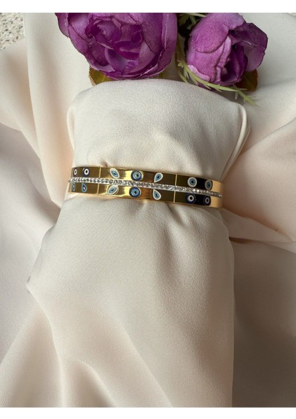 Nazar Boncuklu Taşlı Kelepçe