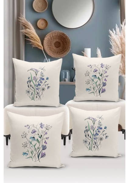 Flower Bahar Serisi Çift Tarafı Dijital Baskılı 4'lü Kırlent Kılıfı Seti (Spring) fiyatları