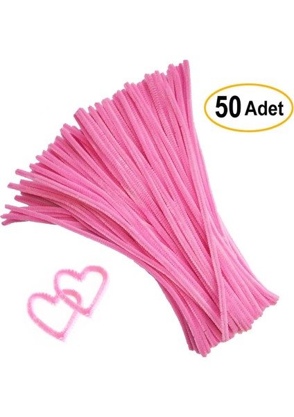 Pembe Renkli 50 Adet Şönil, Tüylü Tel, Eğitici Şönil Seti, 30 Cm, Peluş Tel fiyatları