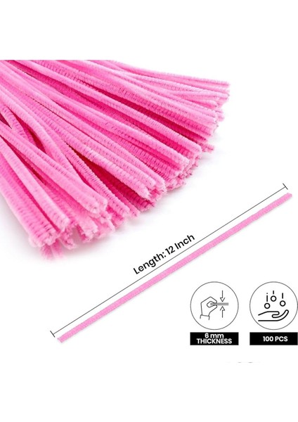Pembe Renkli 50 Adet Şönil, Tüylü Tel, Eğitici Şönil Seti, 30 Cm, Peluş Tel fırsatları