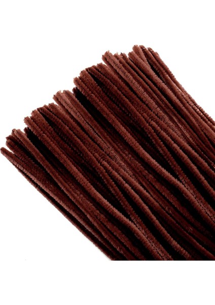 Kahverengi 50 Adet Şönil, Tüylü Tel, Eğitici Şönil Seti, 30 Cm, Peluş Tel