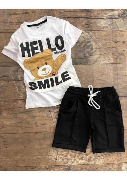 Hello Smile Detaylı Çocuk Şortlu Takım