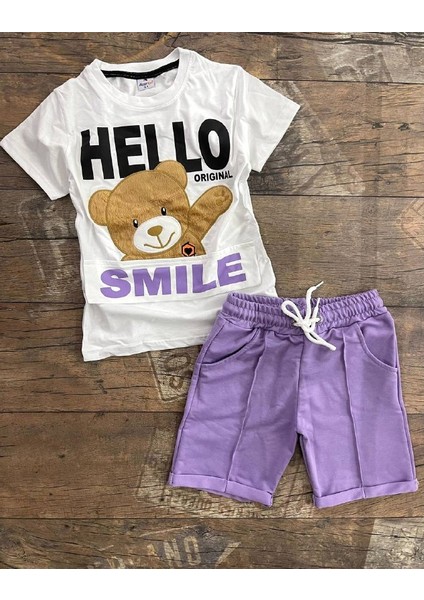 Hello Smile Detaylı Çocuk Şortlu Takım