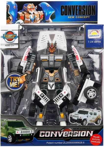 1:24 Sesli ve Işıklı Dönüşebilen Robot 22 cm