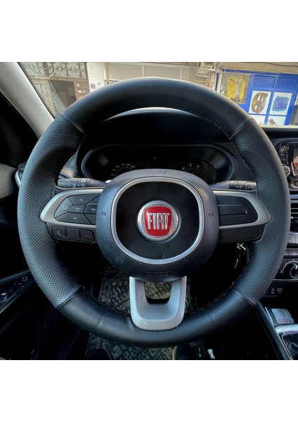 Dikişli Direksiyon Kılıfı Noktalı Deri Soft Düz Yüzeyli Deri Siyah Dikişli Egea Için fiyatları