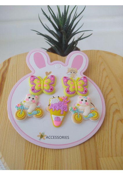 Çocuk 5'li Figürlü Lastik Toka Hediyelik